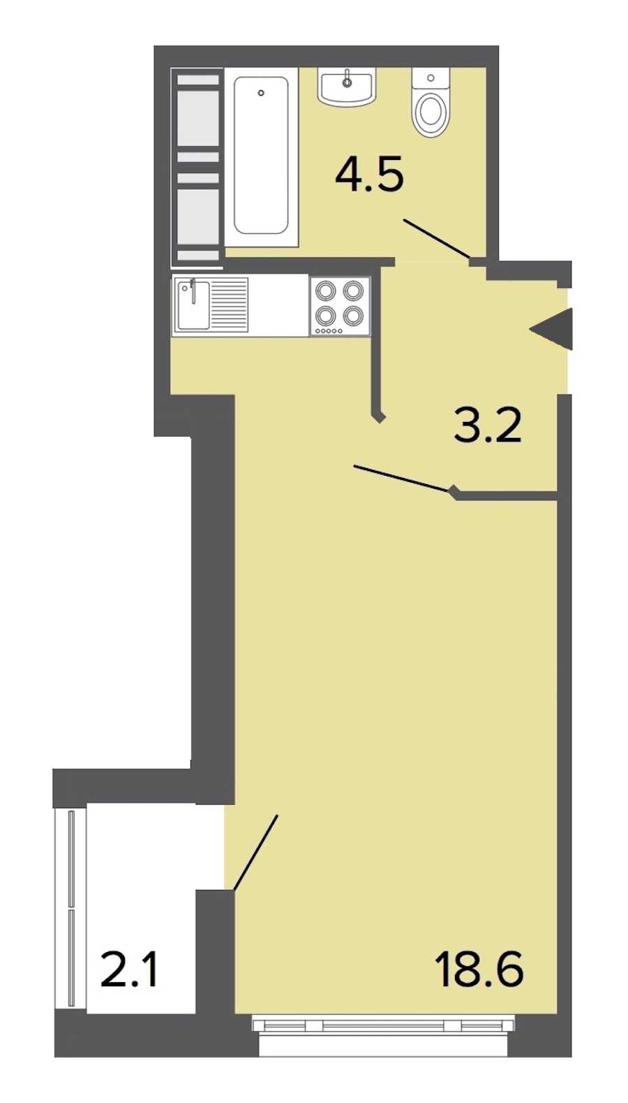 Студия в RBI: площадь 26.3 м2 , этаж: 22 – купить в Санкт-Петербурге